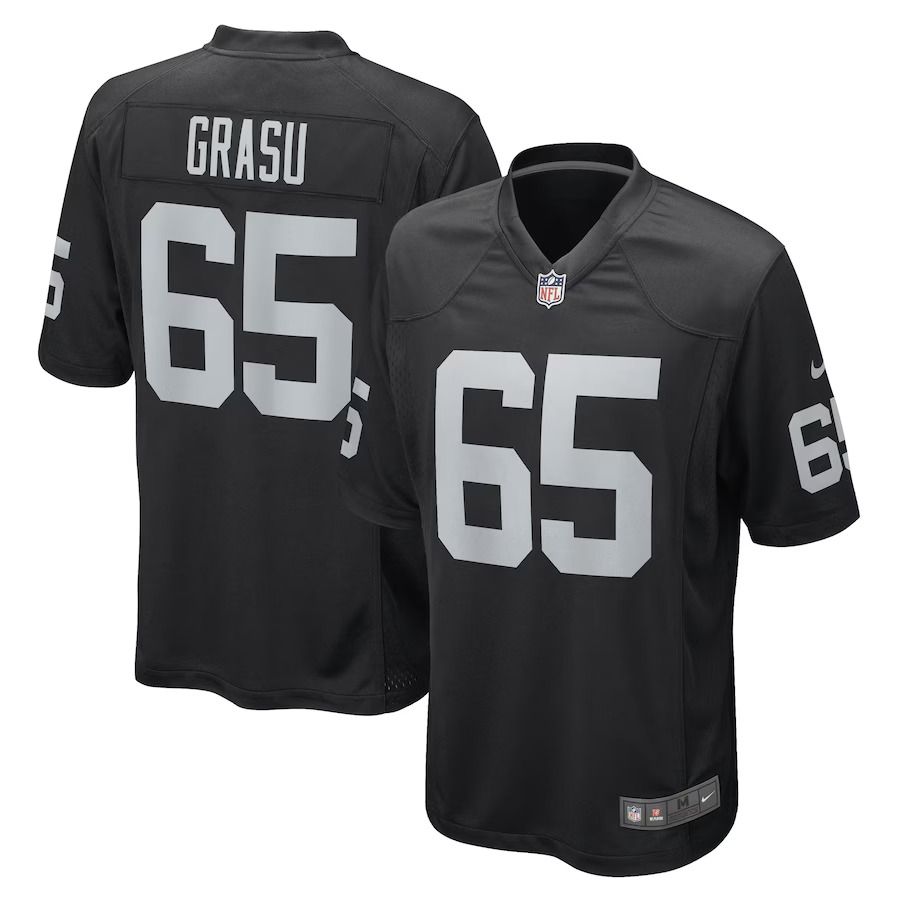 Men Las Vegas Raiders #65 Hroniss Grasu Nike Black Game Player NFL Jersey